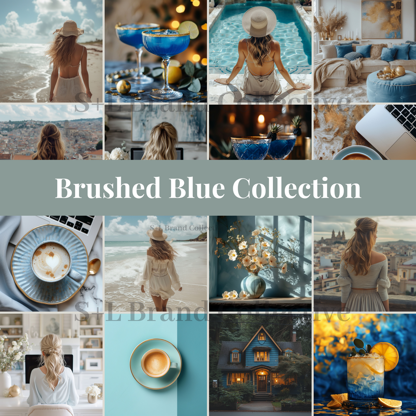 Stock Photo Aesthetic Brushed Blue Collection
